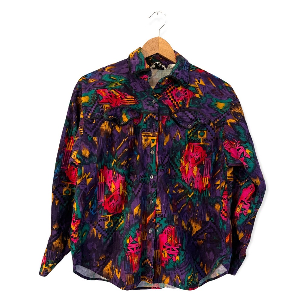 Vintage Mine & Bill's Outfitters Womens Western Button Down Shirt Aztec M